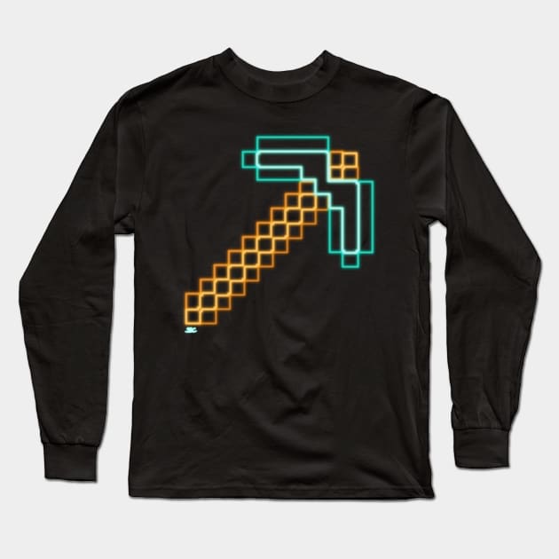 Neon Diamond Pickaxe Long Sleeve T-Shirt by SpectreSparkC